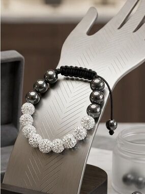 Rhinestone/Hematite Beaded Bracelet